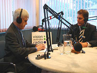 Stephen Jolley interviewing a guest on the radio