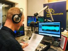 Volunteer operating the Radio studio
