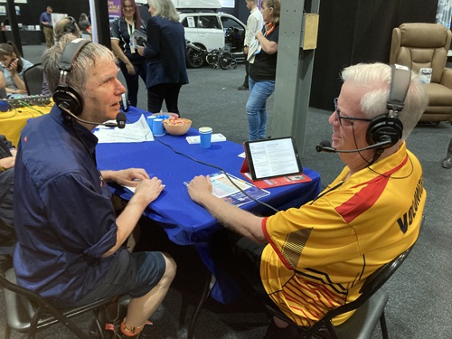 Stephen Farrawell (right) being interviewed by Peter Greco (left)