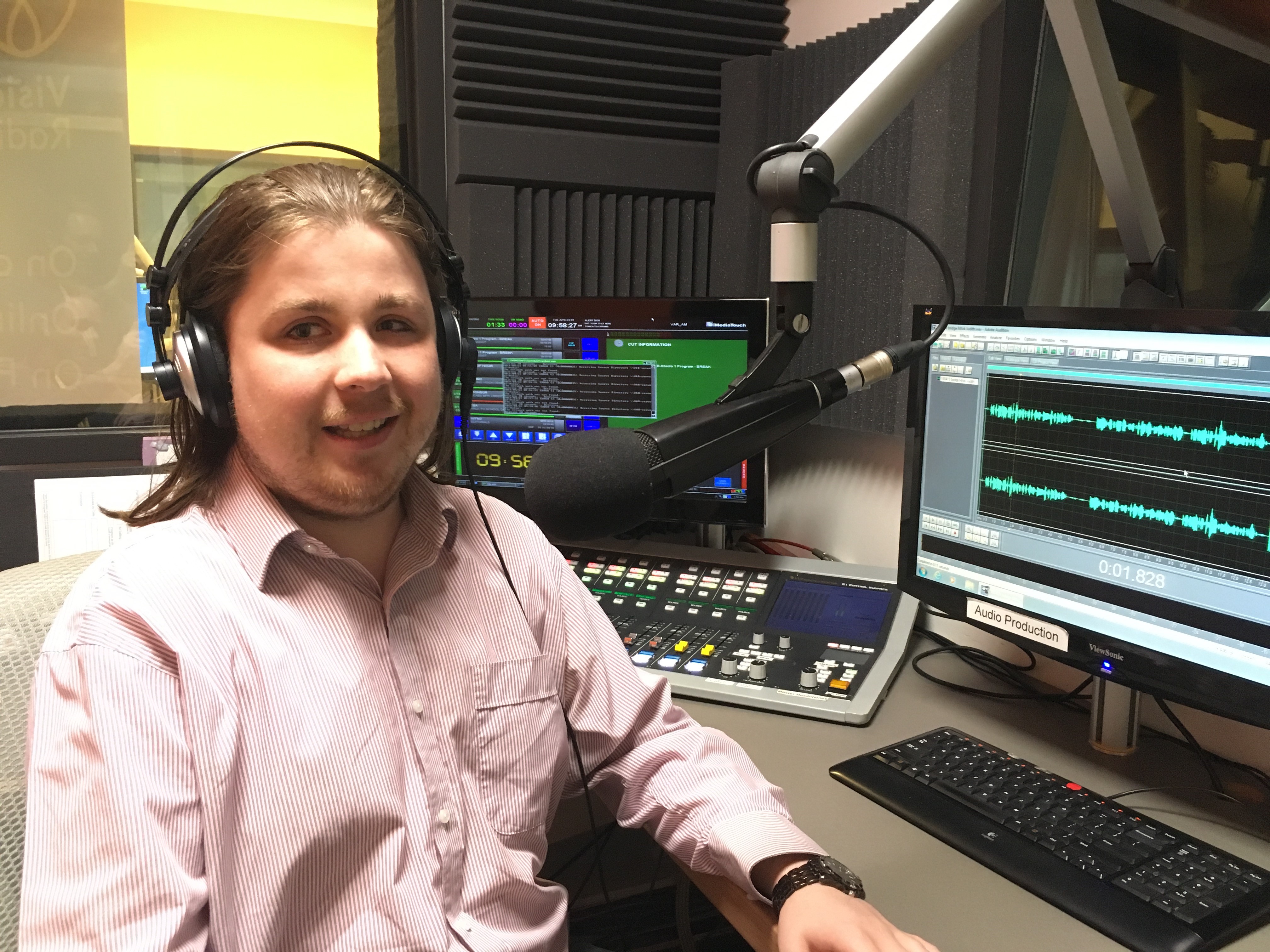 Communications and radio graduate Sam Colley in the Vision Australia studios