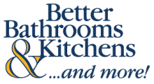 Logo text: Better bathrooms kitchens and more!