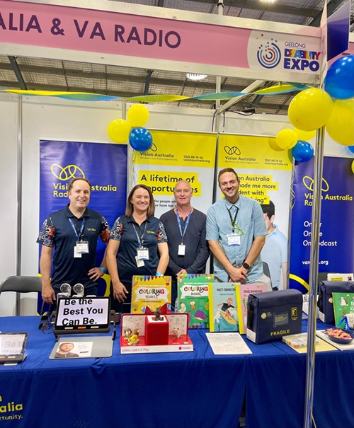 Vision Australia Radio and Vision Australia Geelong office staff appear at the Geelong Disability Expo in 2025. 