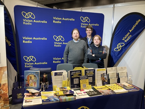 Vision Australia Radio and Vision Australia Geelong office staff appear at the Melbourne Disability Expo in 2025. 